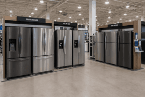 Stainless steel refrigerator in a modern kitchen